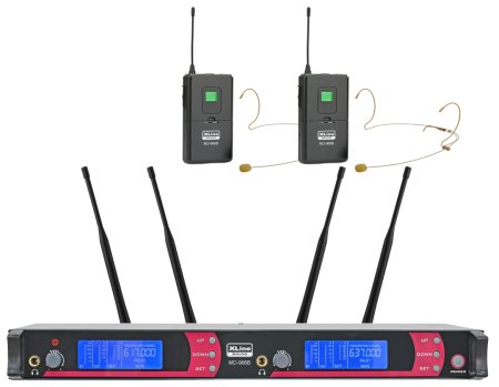 XLine MD-968B Ðàäèîñèñòåìà äâóõêàíàëüíàÿ c ïîÿñíûìè ïåðåäàò÷èêàìè è ãîëîâíûìè ãàðíèòóðàìè