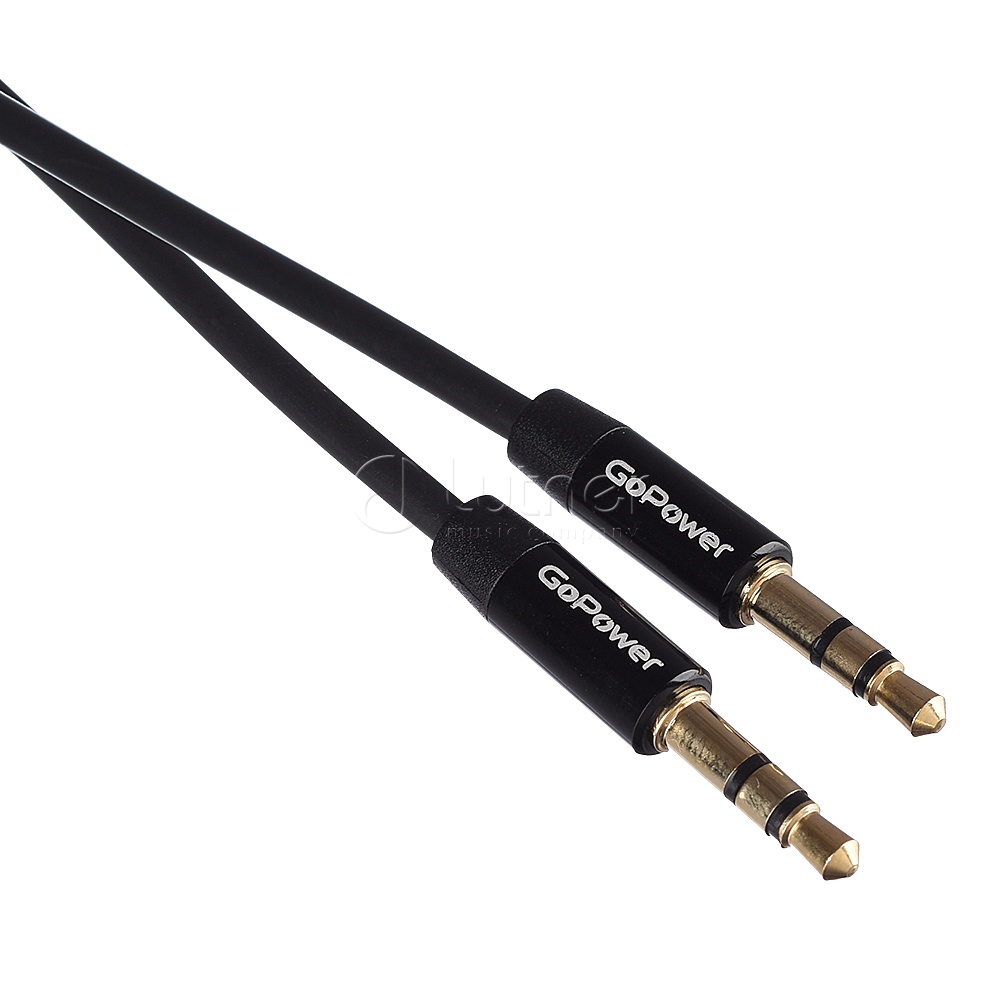 GoPower 00-00027479 Êàáåëü AUX 3.5ìì (m)- 3.5ìì (m), 1.5ì, TPE ÷åðíûé, â ïàêåòå