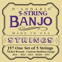 D'Addario J57 - ñòðóíû äëÿ áàíäæî, 5 String and Tenor Banjo/Custom Medium/Nickel